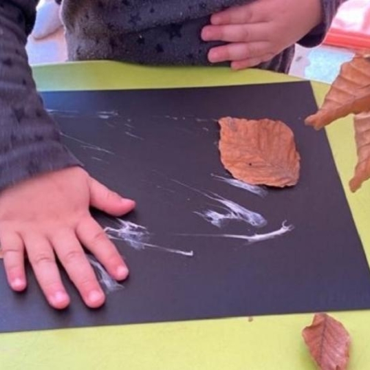 kinderen aan het spelen met bladeren