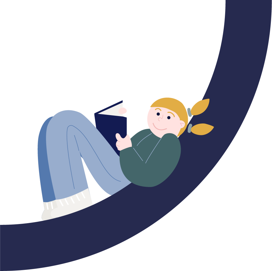 Illistratie kind leest een boek